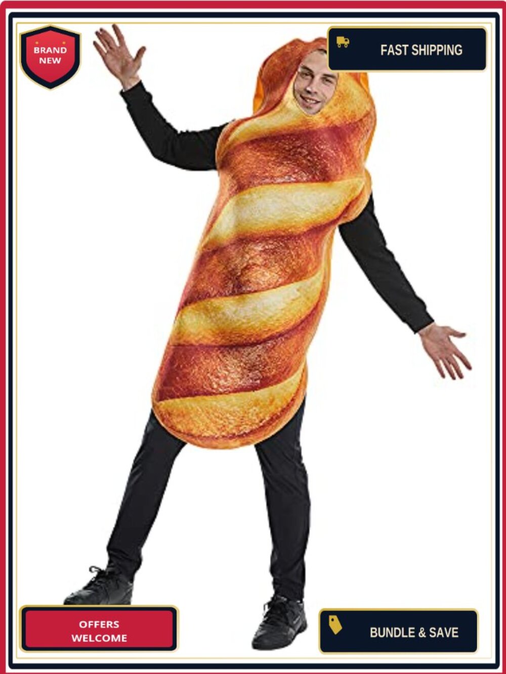Adult Bread Costume Halloween Food Cosplay Party Outfit Unisex Polyester